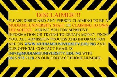 Mudaime University advises prospective students to beware of fraudsters