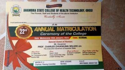 Anambra state College of Health Technology 22nd Matriculation Ceremony