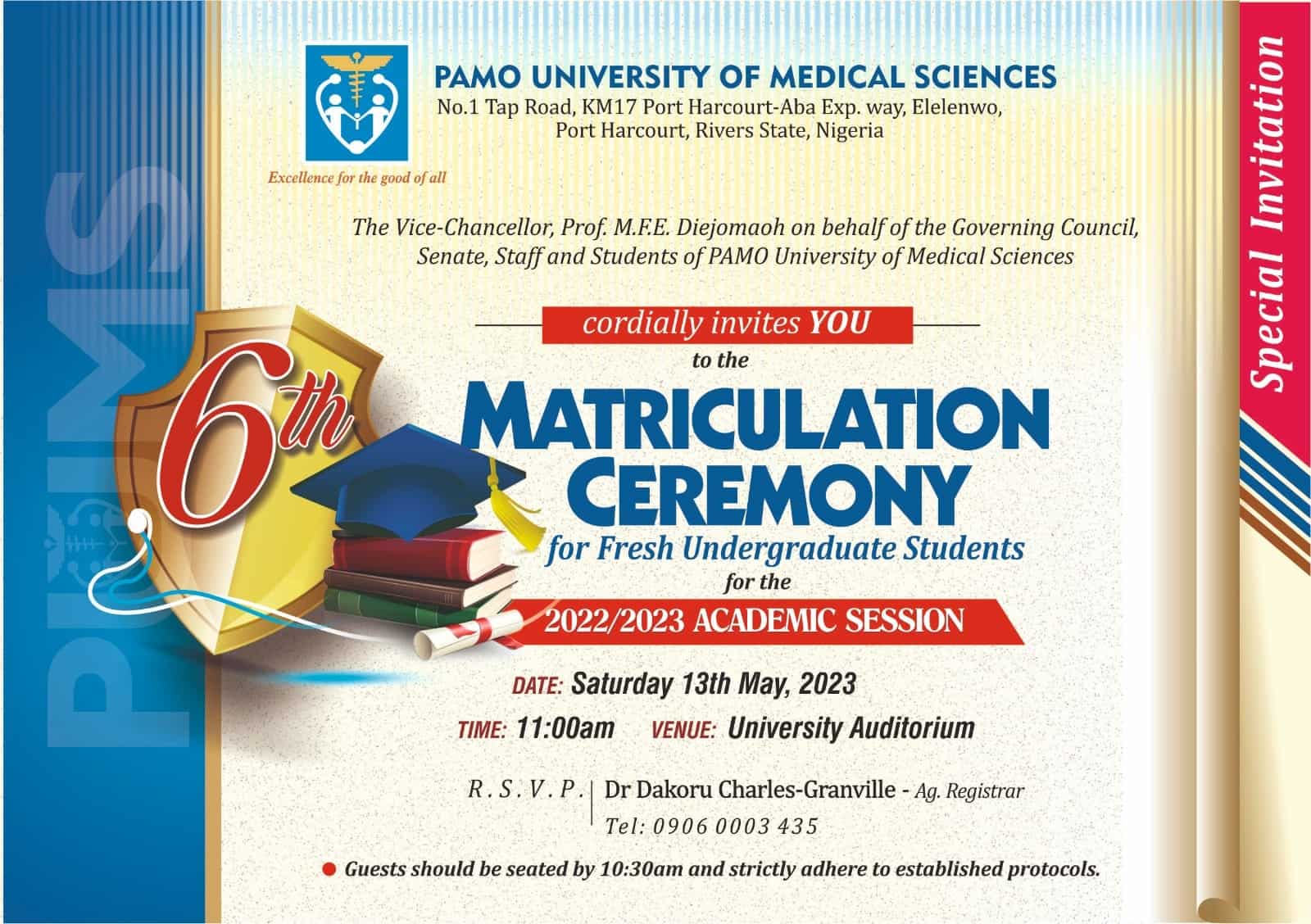 PAMO University of Medical Sciences 6th Matriculation Ceremony