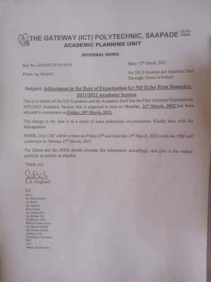 Gateway Poly adjusts NDII first semester exam date, 2021/2022