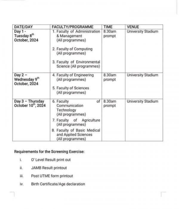 DSUST announces invitation to Post UTME screening exercise, 2024/2025