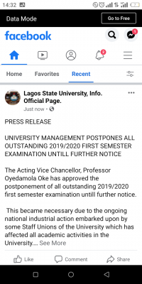 LASU postpones outstanding 1st semester exams, 2019/2020 until further notice