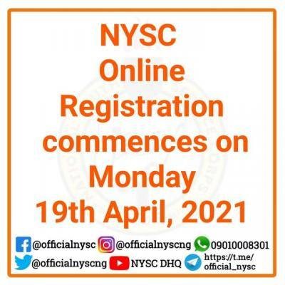 NYSC online registration for 2021 Batch A stream II commences April 19th