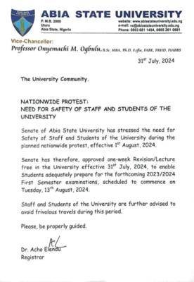 ABSU issues notice ahead of the planned nationwide protest