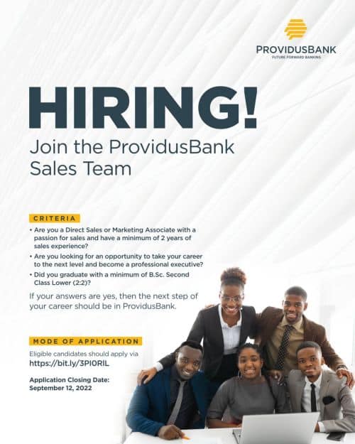 ProvidusBank Sales Team Trainee Program 2022