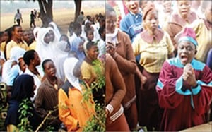 Pupils of Baptist High School Iwo on the assembly ground on Tuesday