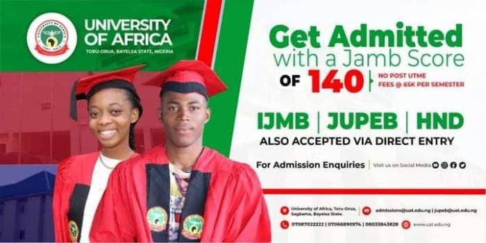 University of Africa, Toru-Orua Admission form for 2022/23 session