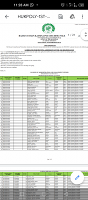 HUKPOLY admission lists for 2020/2021 session