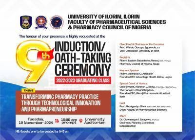 UNILORIN 9th Induction and Oath-taking Ceremony for Pharmacy Graduates