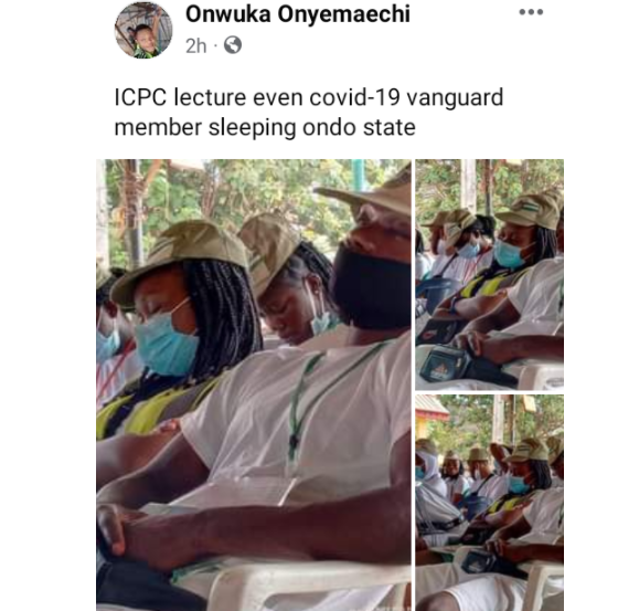 Photos of some corps members sleeping during an anti-corruption lecture