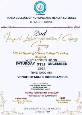 Nana College of Nursing & Health Sciences 2nd Inauguration Lecture/ Matriculation