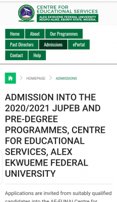 FUNAI Predegree and JUPEB Admission Form For 2019/2020 Session