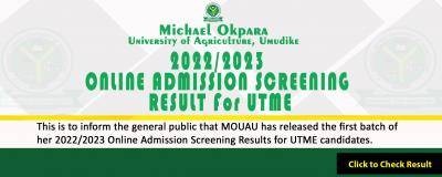 MOUAU First batch Post-UTME screening result for 2022/2023 session