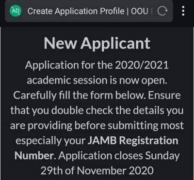 OOU extends post utme registration deadline for 2020/2021 session