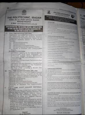 Ibadan Poly Post-UTME 2018: Cut-off mark, Eligibility And Registration Details