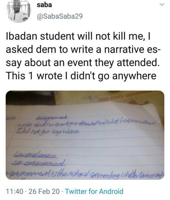 Ibadan Corps Member Shares the Hilarious 