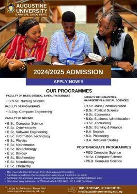 Augustine University Post-UTME/DE 2024: Eligibility and Registration Details