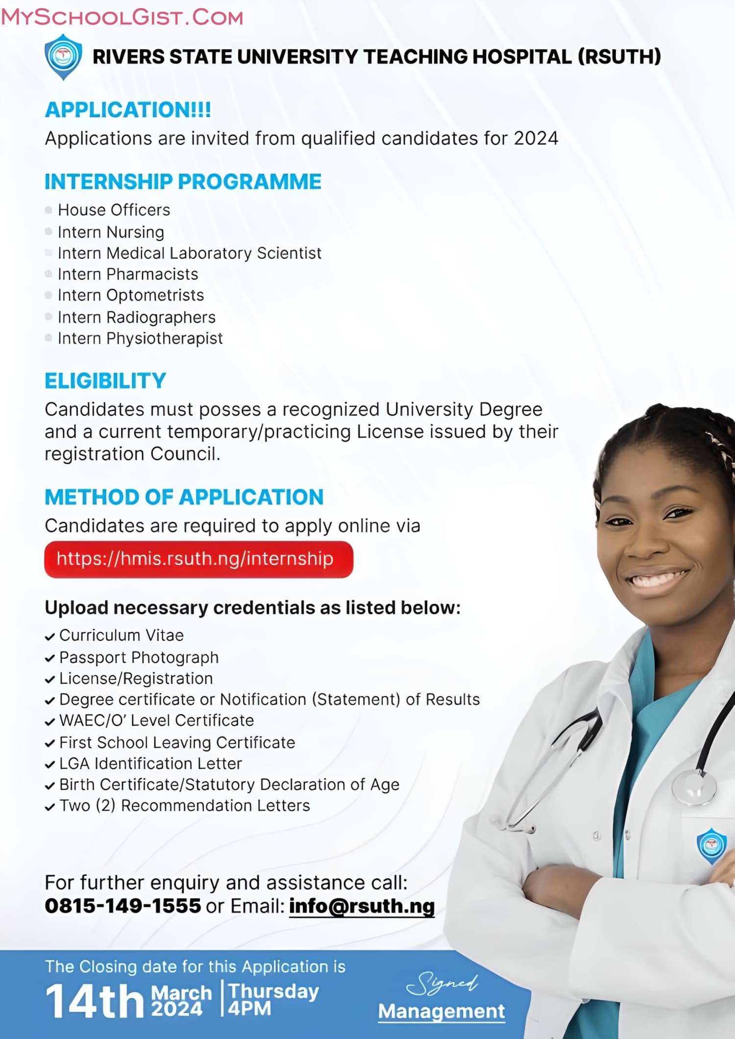 RSUTH Internship Programme 2024: Openings for Medical Graduates