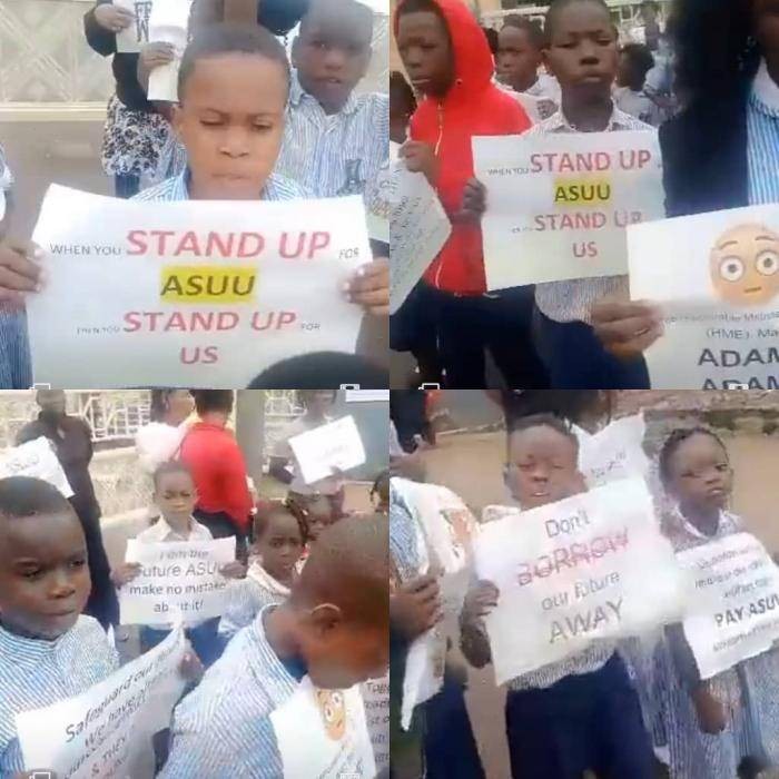 Osun nursery and primary school pupils protest against ASUU strike