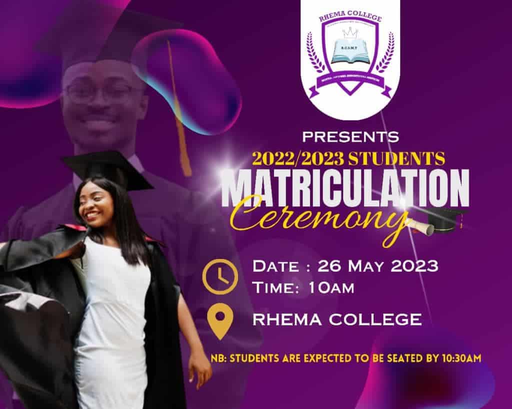 Rhema College of Science, Mgmt & Tech Matriculation Ceremony