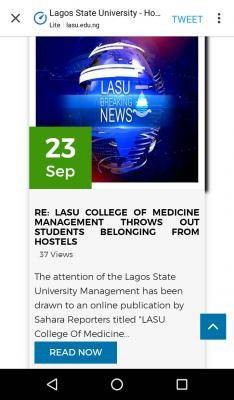LASU responds to allegation of throwing out students' belongings from hostels