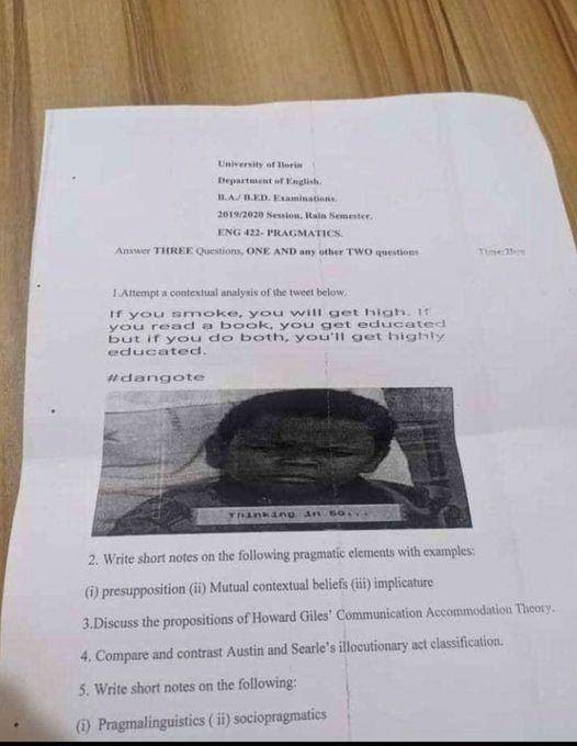 UNILORIN features Osita Iheme aka "paw-paw" meme in an exam