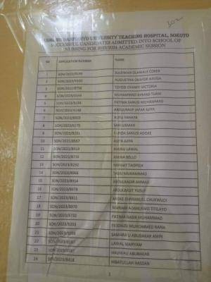 UDUTH School of Nursing Admission List, 2023/2024