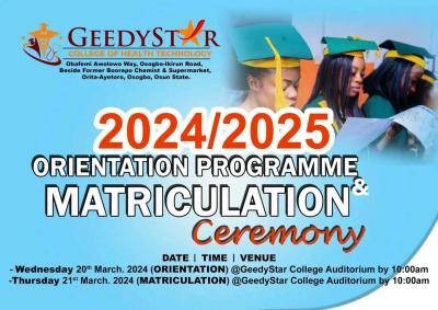 GeedyStar College of Health Tech announces Matriculation ceremony, 2024/2025