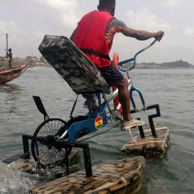 Ghanaian Guy Constructs Bicycle That Moves On Water