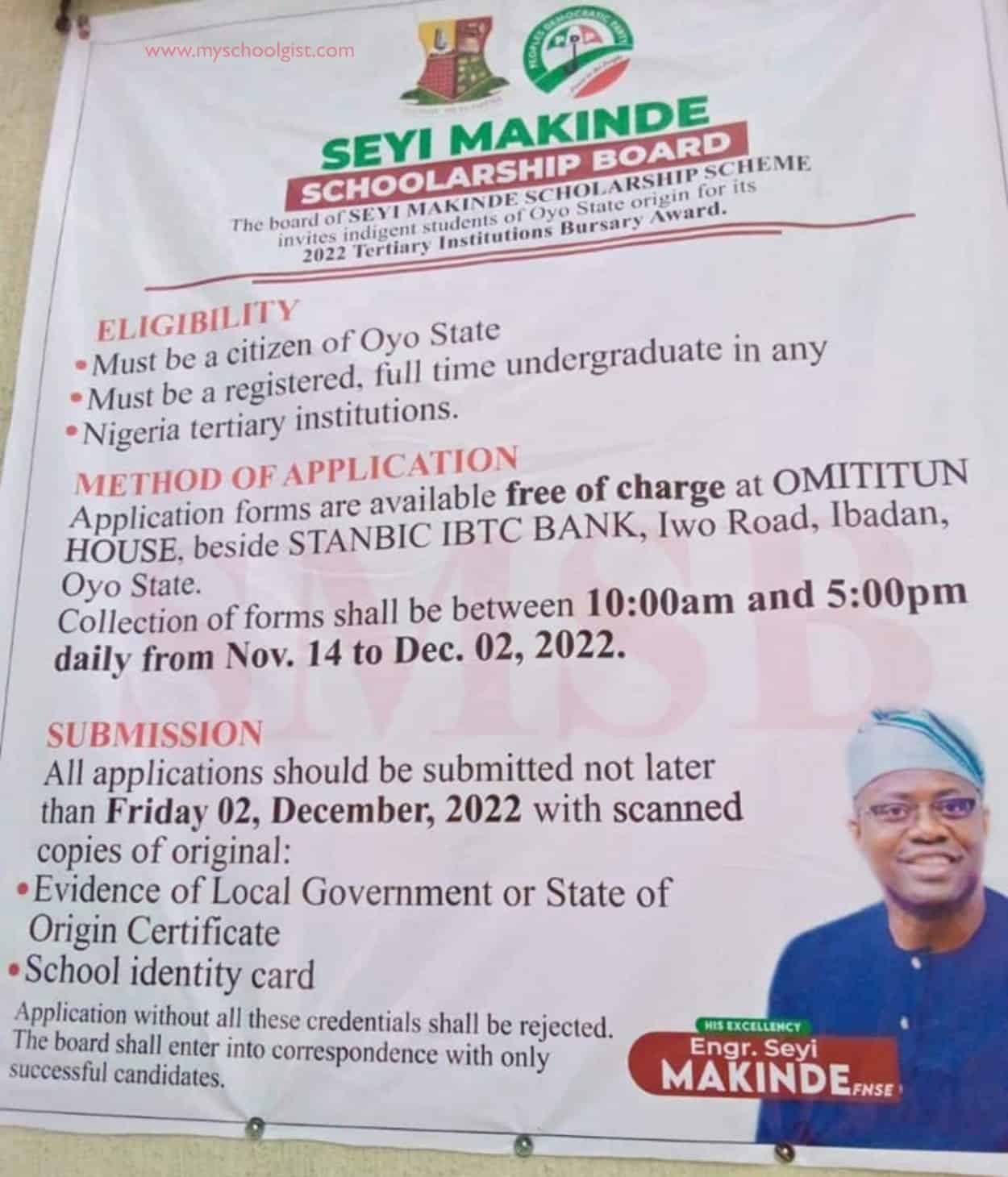 Seyi Makinde Scholarship Scheme 2022 for Undergraduates