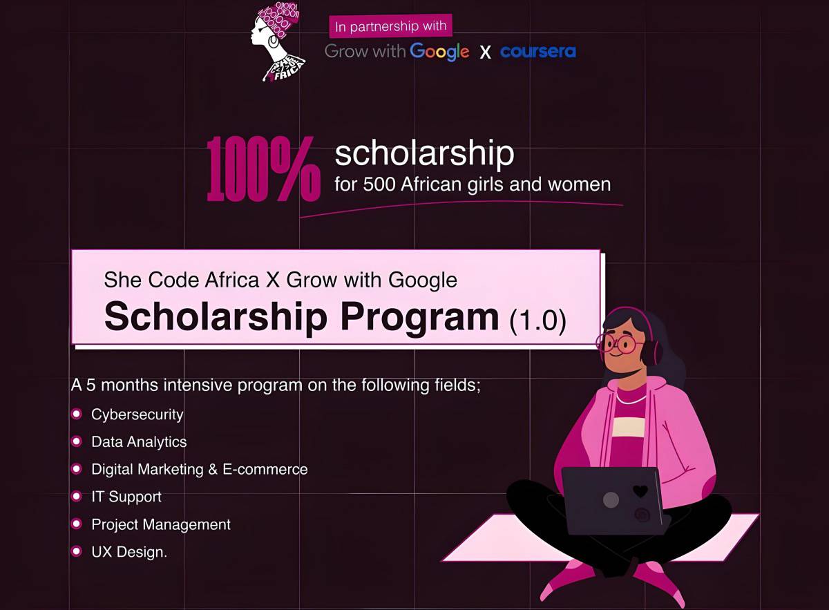 Apply for She Code Africa x Grow with Google Scholarship 2023