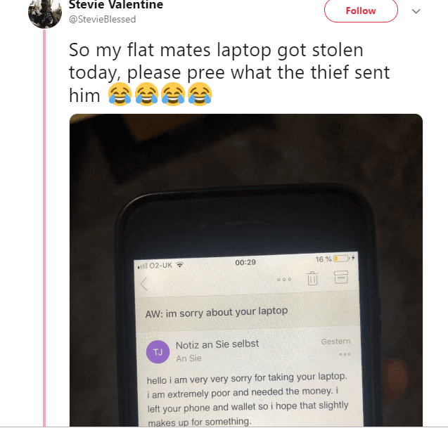 See The Mail a Thief Sent A University Student After Stealing His Laptop