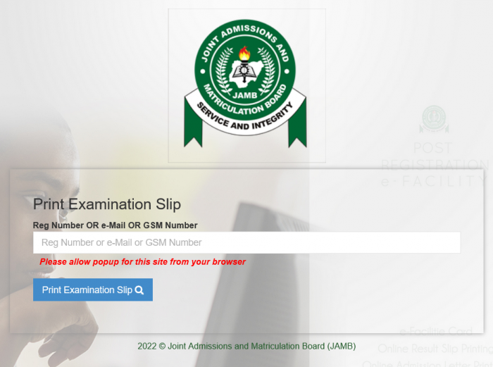 JAMB 2022 exam slip printing begins - see procedure