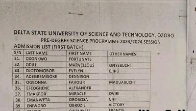 DSUST releases Pre-Degree first batch admission list, 2023/2024