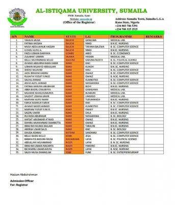 Al-istiqamah University notice to prospective students