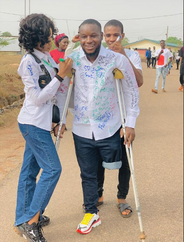 Student hit by a stray bullet during the #endsars protest graduates with one leg