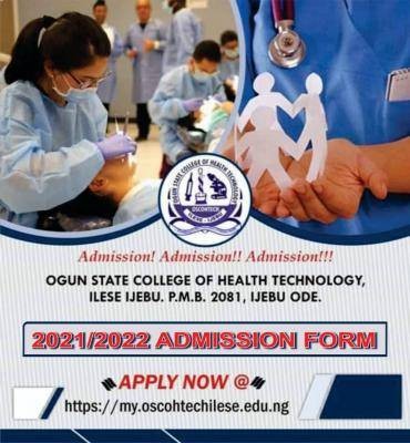 Ogun State College of Health Technology, 2021/2022 admission