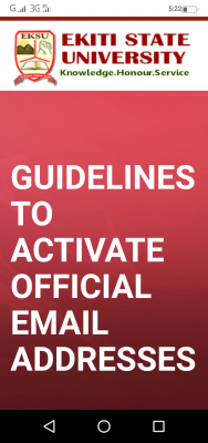 EKSU official email address activation guidelines for students