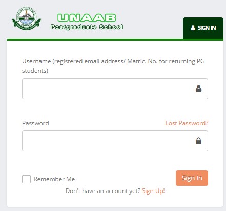 UNAAB Postgraduate Students Login Portal