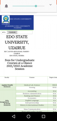 Edo State University school fees schedule for 2021/2022 session