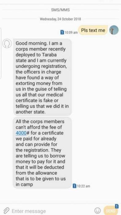 Taraba State Corp Member Accuses Camp Officials of Extortion