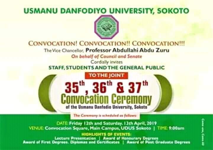 UDUSOK 35th, 36th & 37th Convocation Ceremony Programme of Events