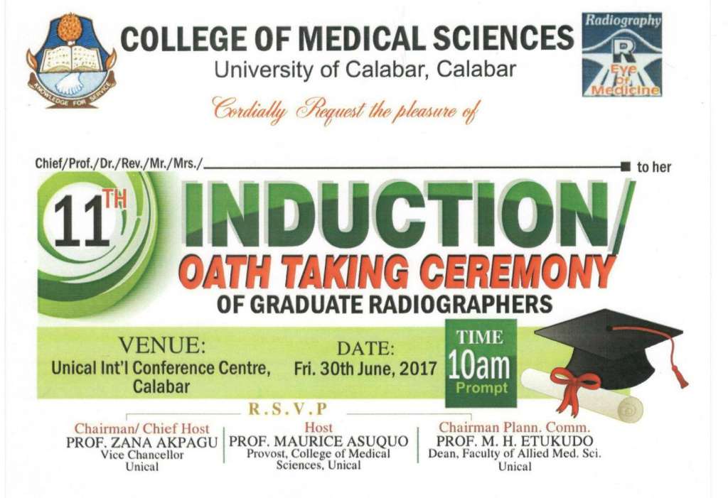 UNICAL InductionOath Taking Ceremony of Graduate Radiographers