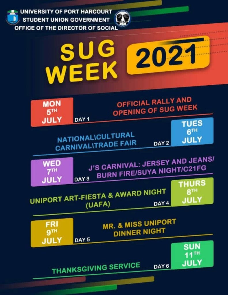 UNIPORT SUG Week Programme of Events2021