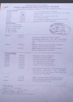 KSU undergraduate academic calendar for 2021/2022 academic session