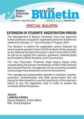 BUK extends students' registration period