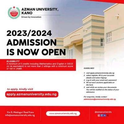 Azman University, Kano Post-UTME 2023: Cut-off mark, Eligibility and Registration Details