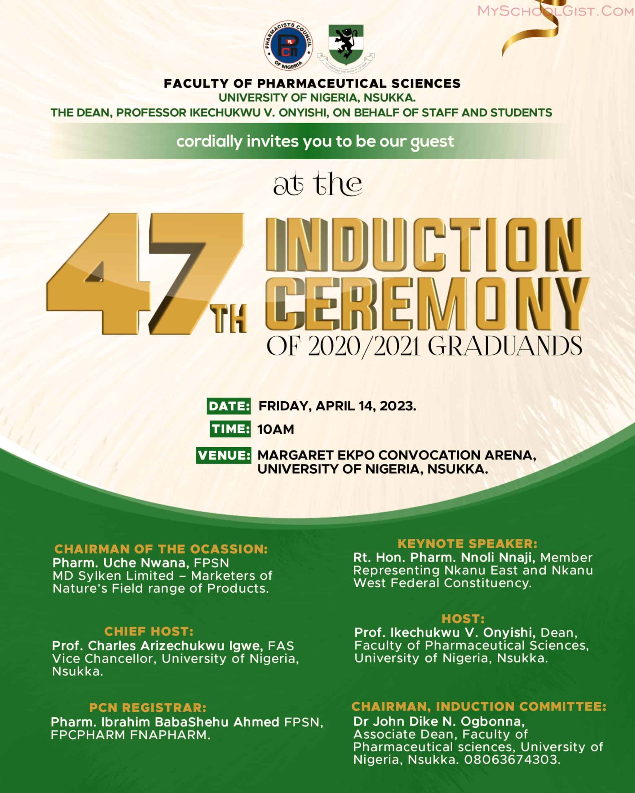 University of Nigeria Nsukka Celebrates Graduates at 47th Pharmaceutical Sciences Induction