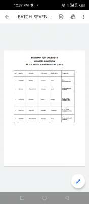 Mountain Top University batch 7 supplementary admission list, 2020/2021