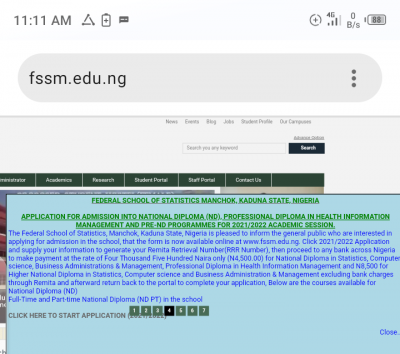 Federal School of Statistics, Manchok, Kaduna admission forms for 2021/2022 session